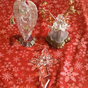 Ornaments 3 religious Christmas ornaments plastic angels and cross